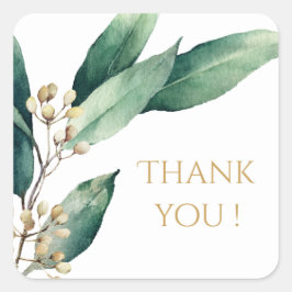 Pegatina Cuadrada Verde botánico moderno favoritismo de boda rústico