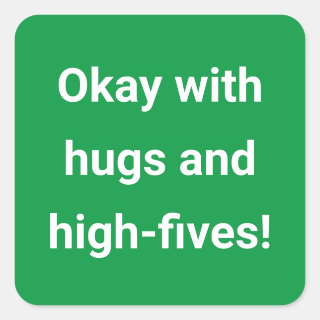 Pegatina Cuadrada Verde codificado a color de distanciamiento social (Anverso)