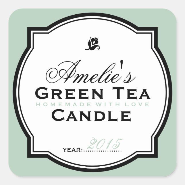 PEGATINA CUADRADA VERDE DE VINTAJE MODERNA | CANDILLA DE SOAP PERSON (Anverso)