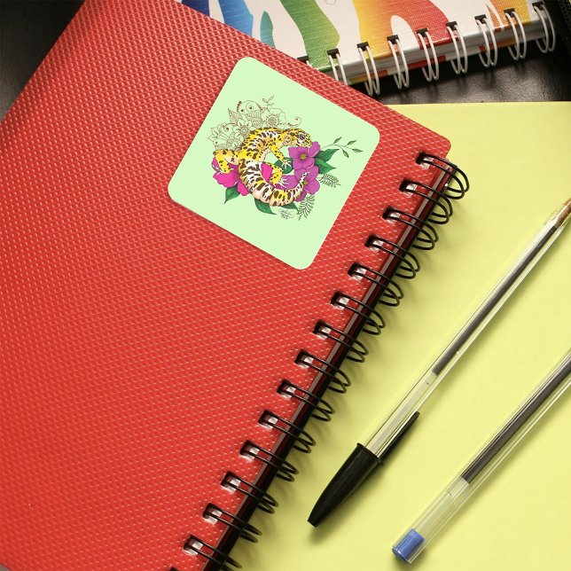 Pegatina Cuadrada Verde Gecko Amarillo Leopardo (Subido por el creador)