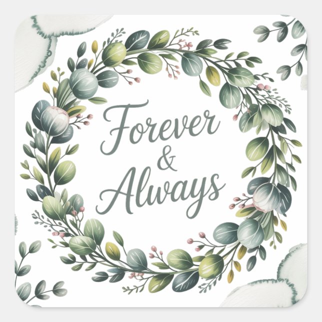 Pegatina Cuadrada Verde Menta y Verde Salvia Eucalipto (Anverso)