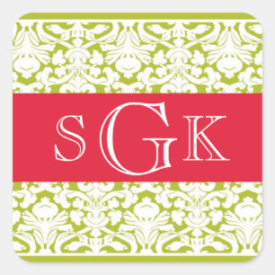 Pegatina Cuadrada Verde rojo Damasco 3 primer contrato de matrimonio