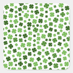 PEGATINA CUADRADA VERDE ST PATRICKS DAY SHAMROCKS