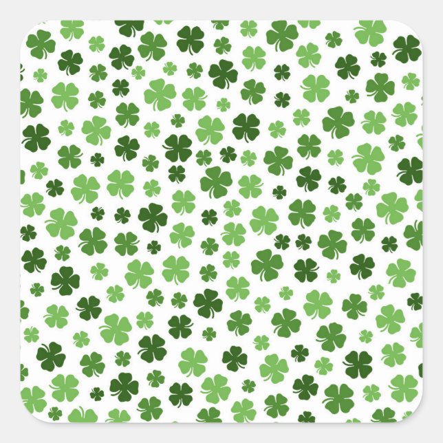 PEGATINA CUADRADA VERDE ST PATRICKS DAY SHAMROCKS (Anverso)