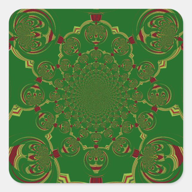 Pegatina Cuadrada Verde vintage (Anverso)