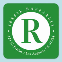 Verde y blanco | Dirección de devolución de monogr