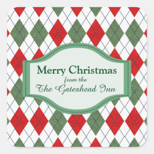 Pegatina Cuadrada Verde y Rojo Estilo de argla personalizado