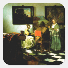 Pegatina Cuadrada Vermeer: El Concierto,