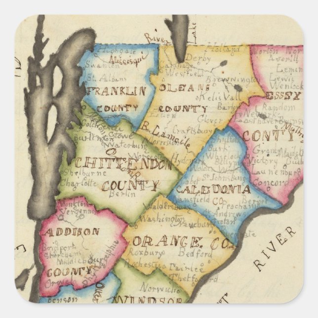 Pegatina Cuadrada Vermont (Anverso)