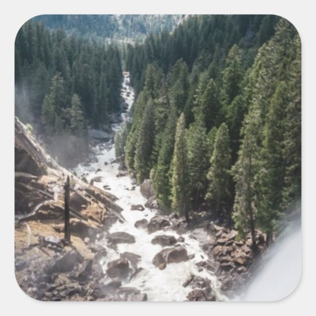 Pegatina Cuadrada Vernall Fall y Mist Trail (Anverso)