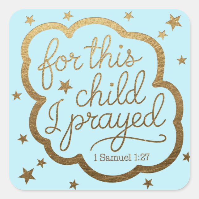 Pegatina Cuadrada Verso biblial de 1 Samuel 1:27 (Anverso)
