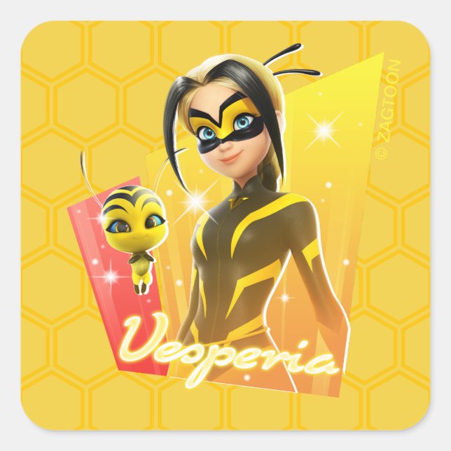 Pegatina Cuadrada Vesperia y polen (Anverso)