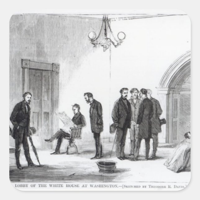Pegatina Cuadrada Vestíbulo de la Casa Blanca en Washington (Anverso)