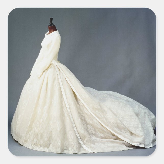 Pegatina Cuadrada vestido boda de Katharine Worsley (Anverso)