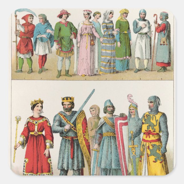 Pegatina Cuadrada Vestido francés (Anverso)