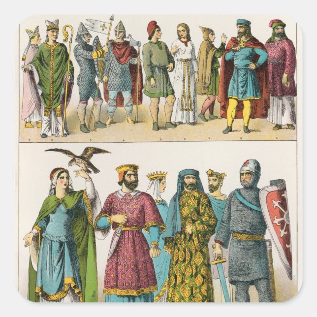 Pegatina Cuadrada Vestido francés (Anverso)