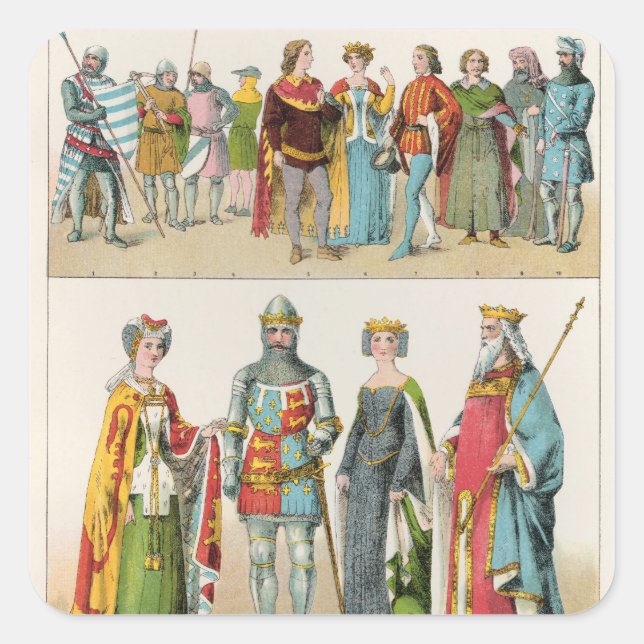 Pegatina Cuadrada Vestido inglés (Anverso)