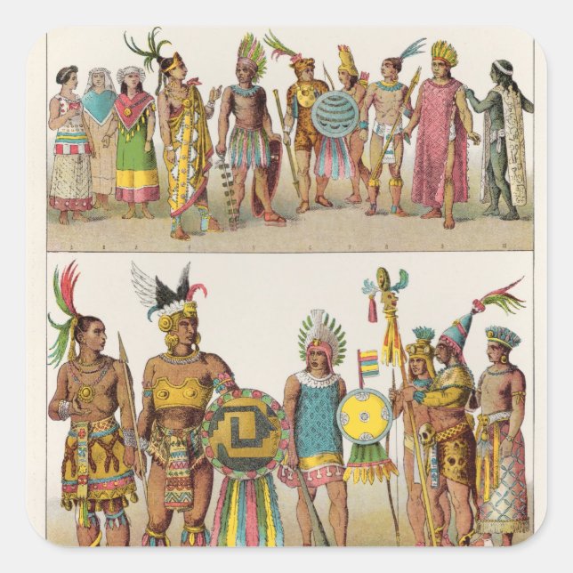 Pegatina Cuadrada Vestido mexicano (Anverso)