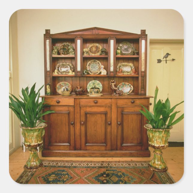 Pegatina Cuadrada Vestidor de pino y cedro (Anverso)