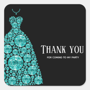 Pegatina Cuadrada Vestidos con traje de vidrio Diamond Glam