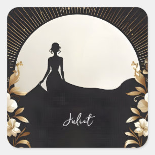 Pegatina Cuadrada Vestidos Hombres Tuxedo Negrita Negra Tejido Brida