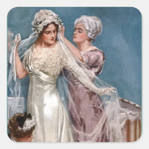 Pegatina Cuadrada Vestir a la novia