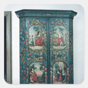 Pegatina Cuadrada Vestuario decorado con escenas de los cuatro