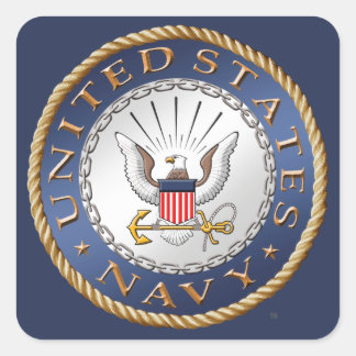 Pegatina Cuadrada Veterano de la Marina de Estados Unidos