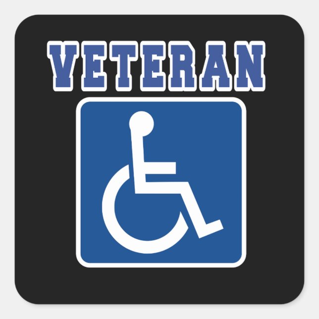Pegatina Cuadrada Veterano discapacitado (Anverso)