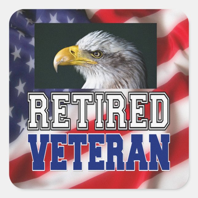 Pegatina Cuadrada Veterano retirado (Anverso)