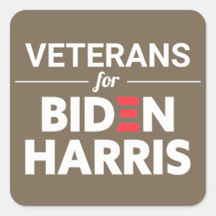 Pegatina Cuadrada Veteranos del Personalizado de Biden Harris, Text 