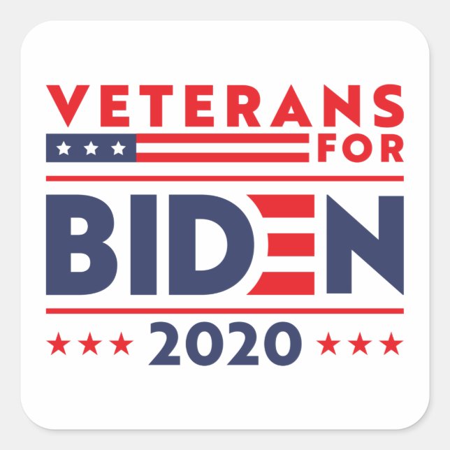 PEGATINA CUADRADA VETERANOS PARA EL BIDEN 2020 (Anverso)