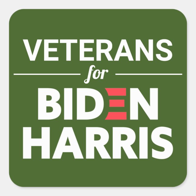 Pegatina Cuadrada Veteranos para el Personalizado Biden Harris Texto (Anverso)