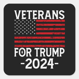 Pegatina Cuadrada Veteranos para Trump 2024 Pro Trump
