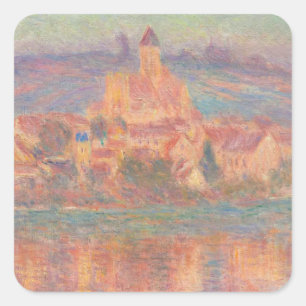 Pegatina Cuadrada Vétheuil (1901) Claude Monet Arte impresionista