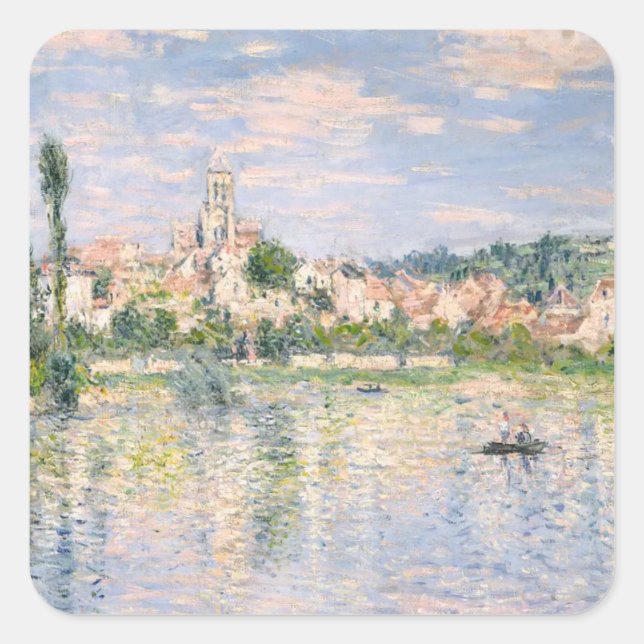 Pegatina Cuadrada Vétheuil en verano (1880) Arte fino Claude Monet (Anverso)
