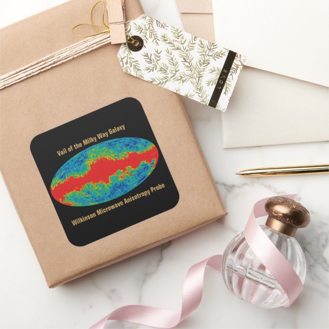 Pegatina Cuadrada Vía Láctea Velo De Galaxia Sobre Universo WMAP (Regalar)