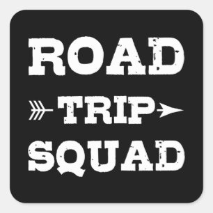 Pegatina Cuadrada VÍA TRIP SQUAD Grupo divertido de vacaciones coinc
