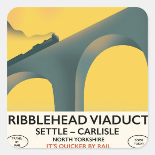 Pegatina Cuadrada viaducto de Ribblehead Yorkshire locomotora
