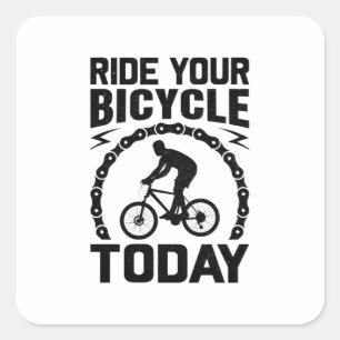 Pegatina Cuadrada Viaja en bicicleta hoy en día