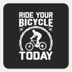 Pegatina Cuadrada Viaja en bicicleta hoy en día