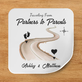 Pegatina Cuadrada Viajar de partners a padres Baby Shower