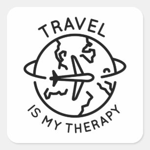 Pegatina Cuadrada Viajar es mi terapia