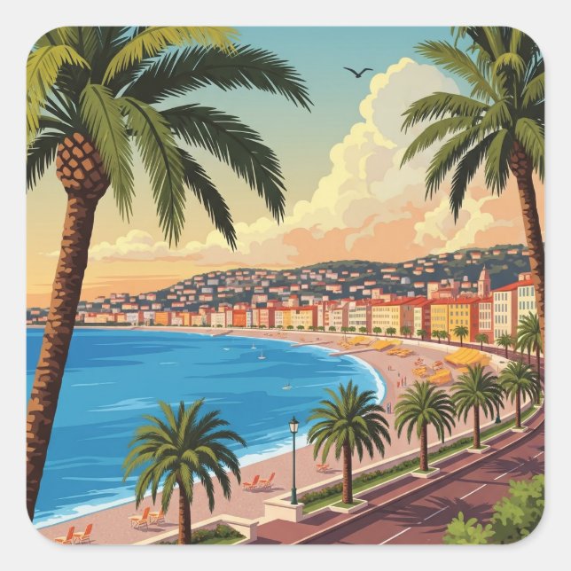 Pegatina Cuadrada Viaje a la Antigua Francia (Anverso)