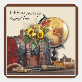 Pegatina Cuadrada Viaje de cosecha | La vida es un viaje