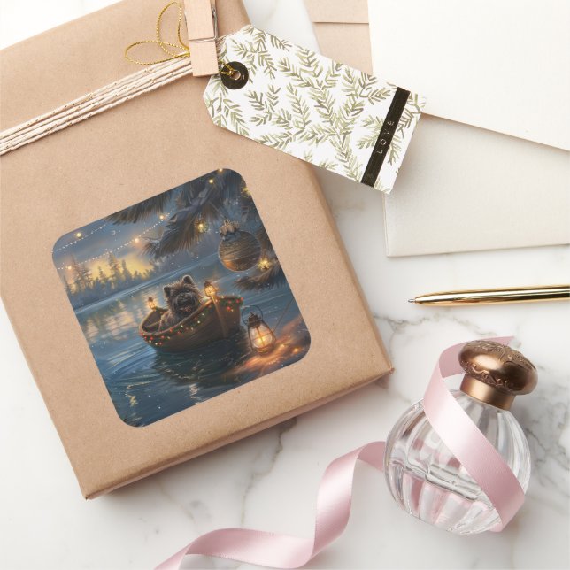 Pegatina Cuadrada Viaje de los Navidades festivos Affenpinscher (Regalar)