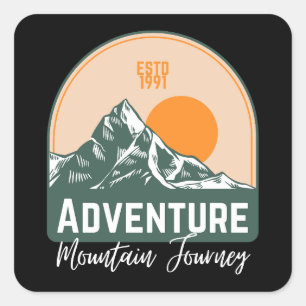 Pegatina Cuadrada Viaje de montaña de aventura