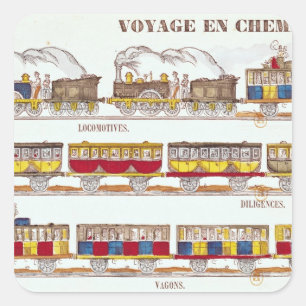 Pegatina Cuadrada Viaje del carril en 1845