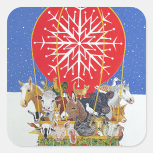 Pegatina Cuadrada Viaje del navidad