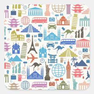 Pegatina Cuadrada viaje en el mundo